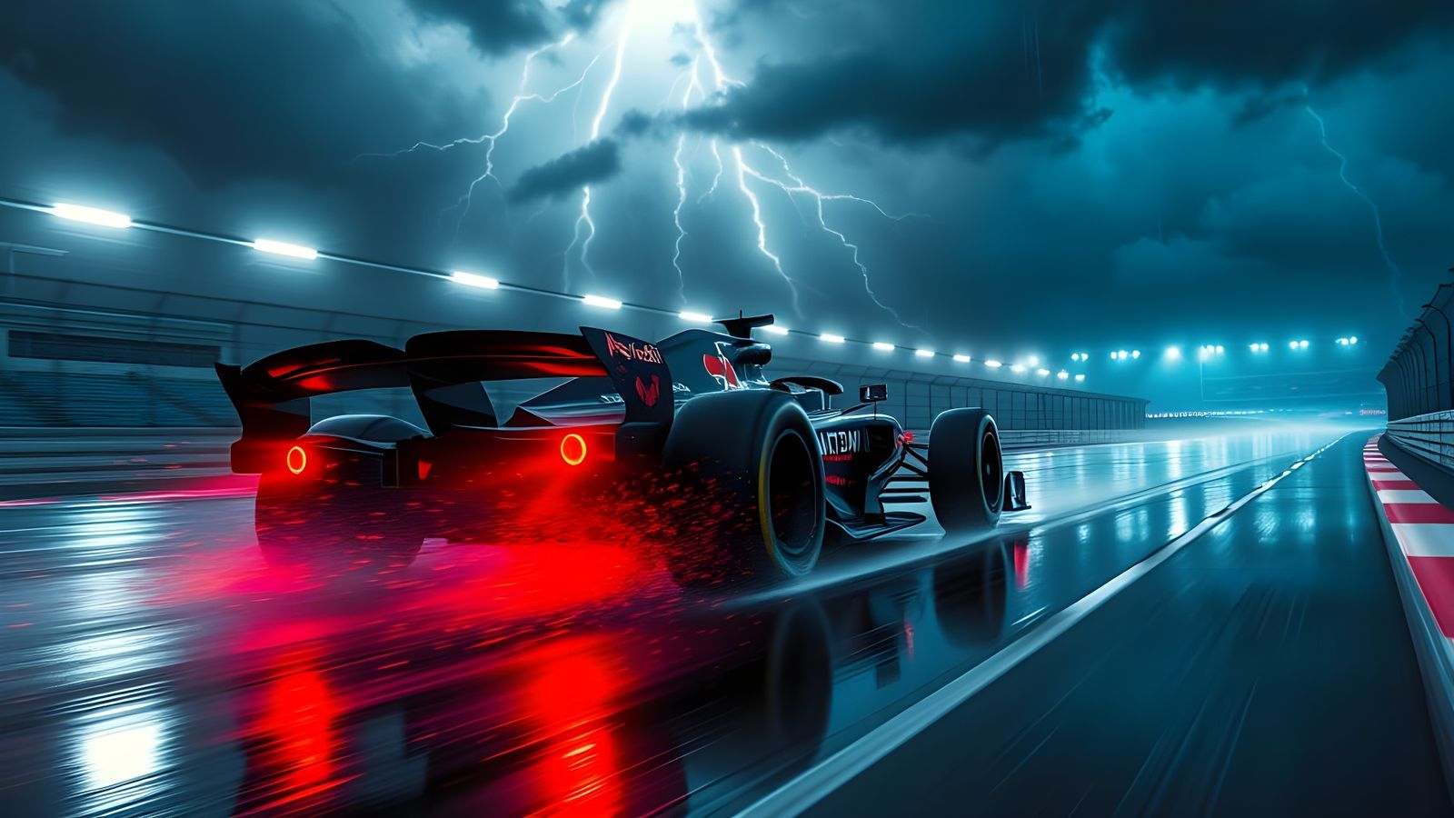 Rainy Night Formula 1 Speed Demon