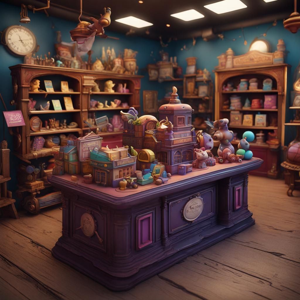 Toy Shop Visiting Card: Detailed Matte Painting