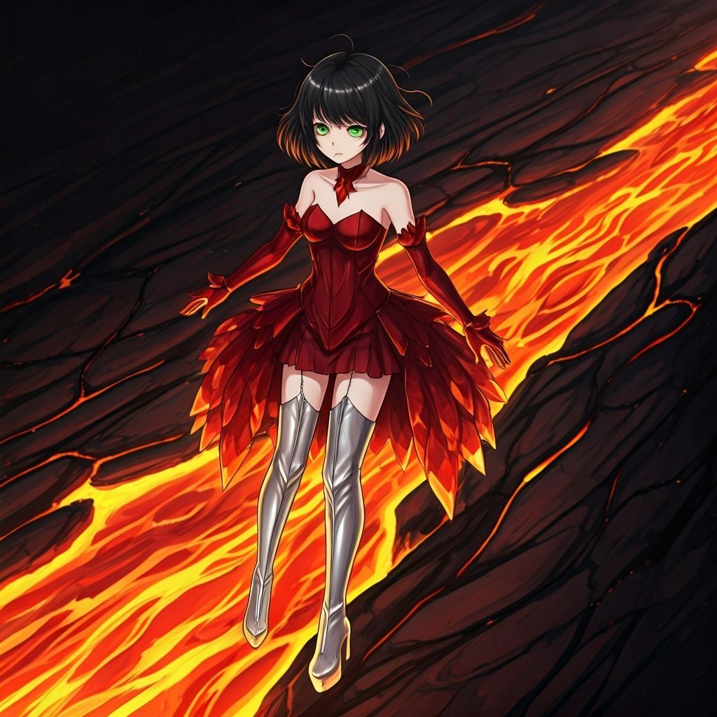 Fire Elemental Girl in Manga Style