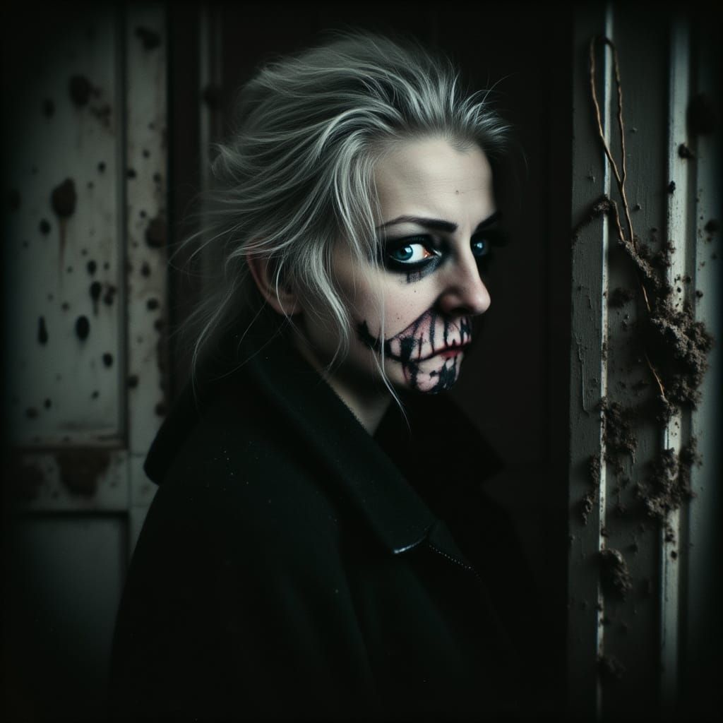 Wicked Old Woman With Grey Hair And Blue Eyes