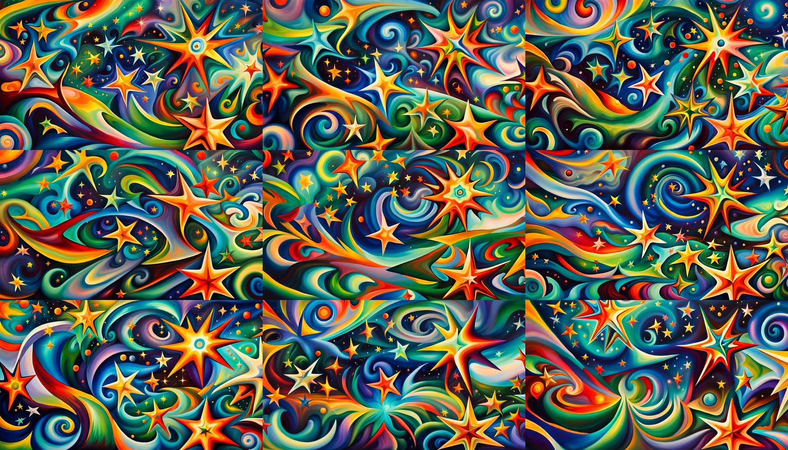 Iridescent Star Cluster in Swirling Maelstrom, Impasto Style