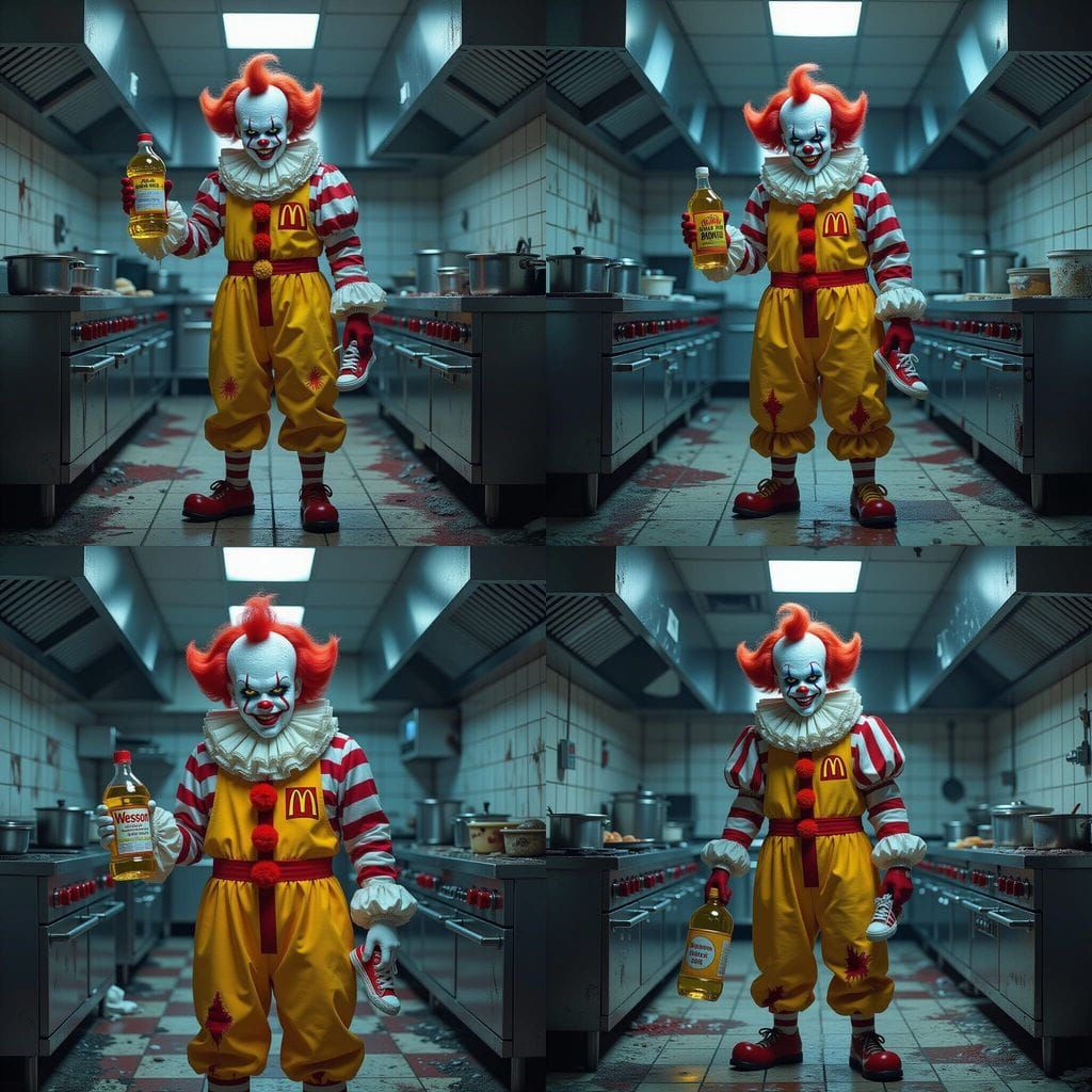 Creepy Clown in Abandoned McDonald's Kitchen