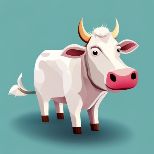 Isometric Cow in Low-Poly Vector Art
