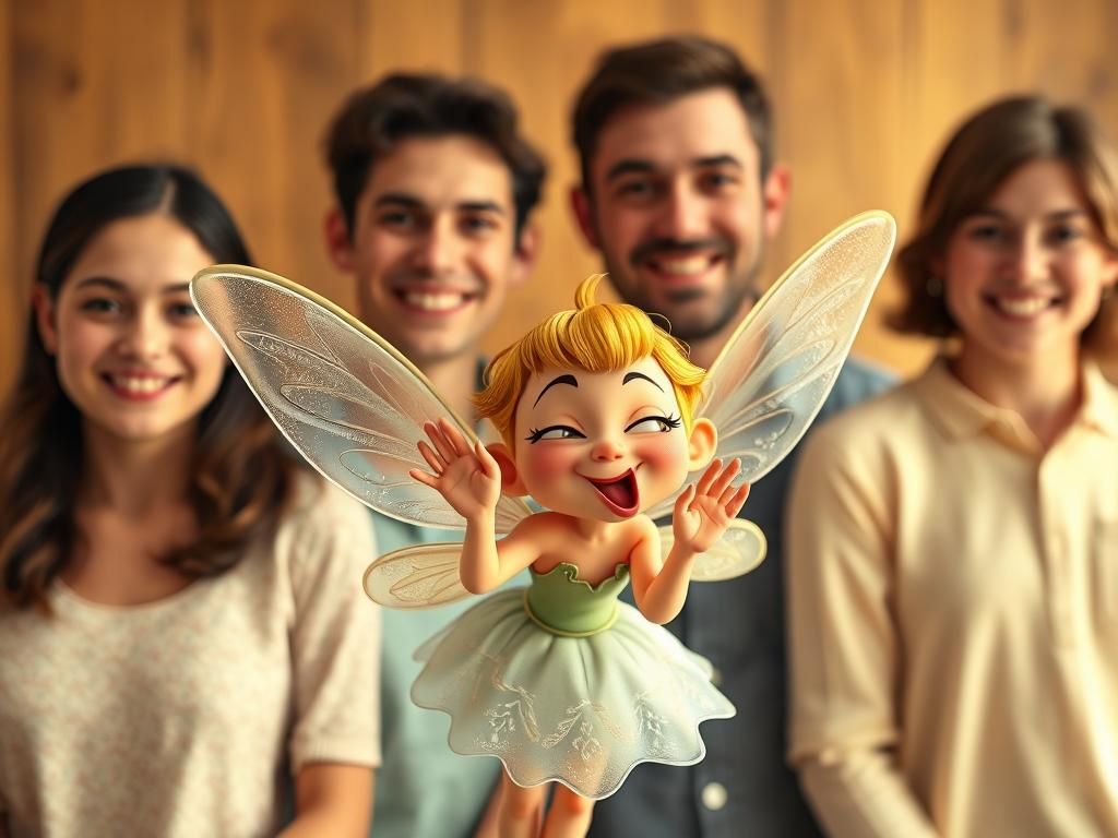Fairy Photobombing a Family Portrait in Ethereal Style