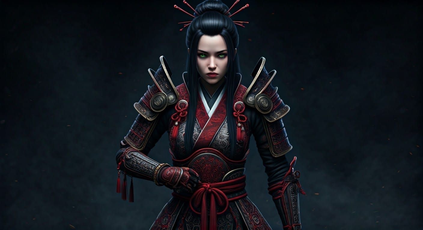 Elegant Samurai Warrior in Modern Hyperrealistic Style