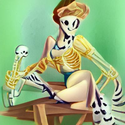 Stylized Skeletal Pinup Art