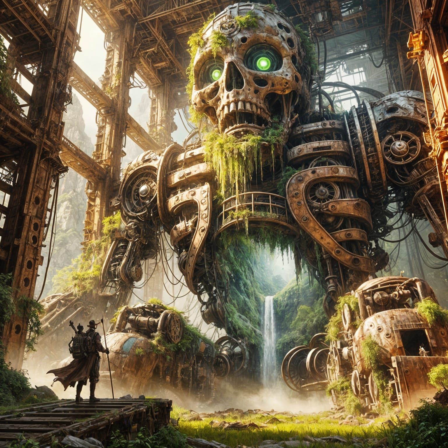 Oasis in Robot Skeleton, Steampunk Art Deco