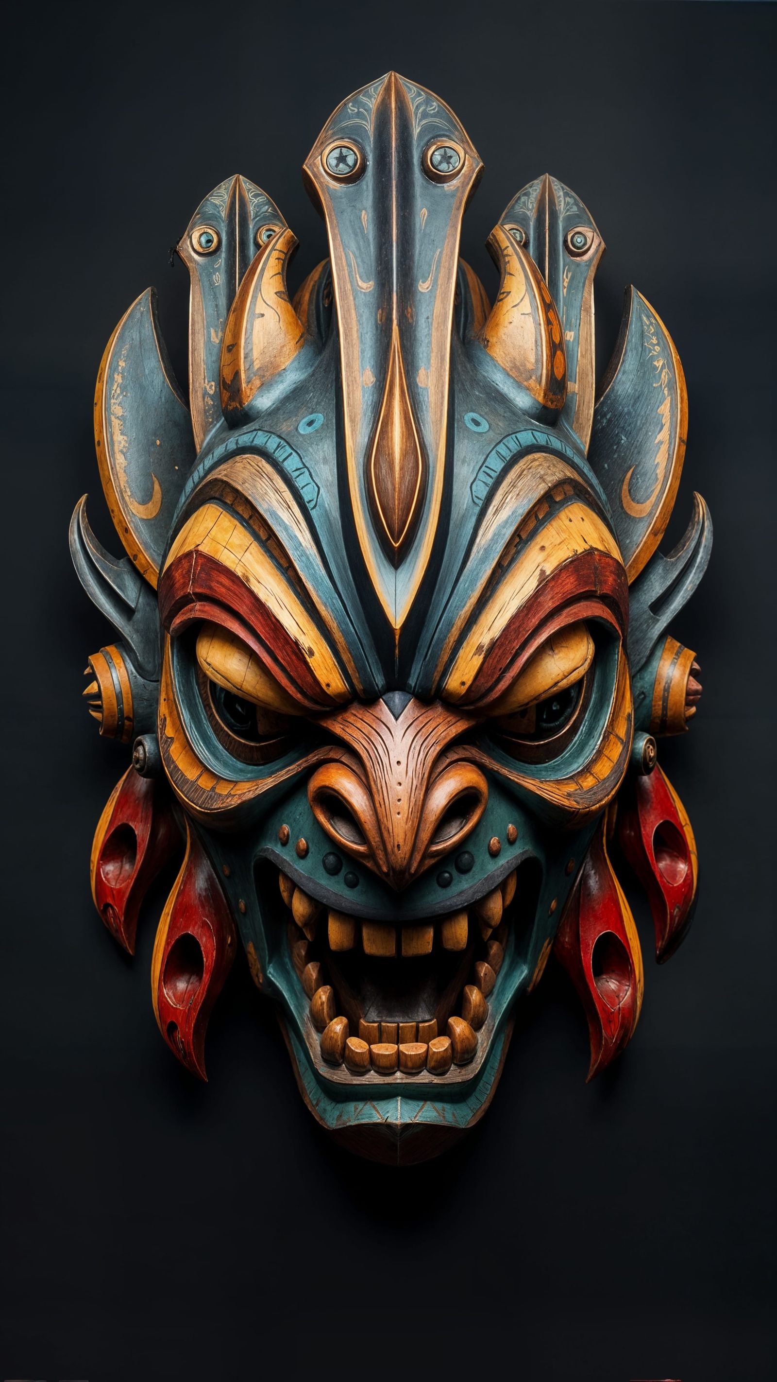 Vivid Tribal Mask in Exaggerated Style