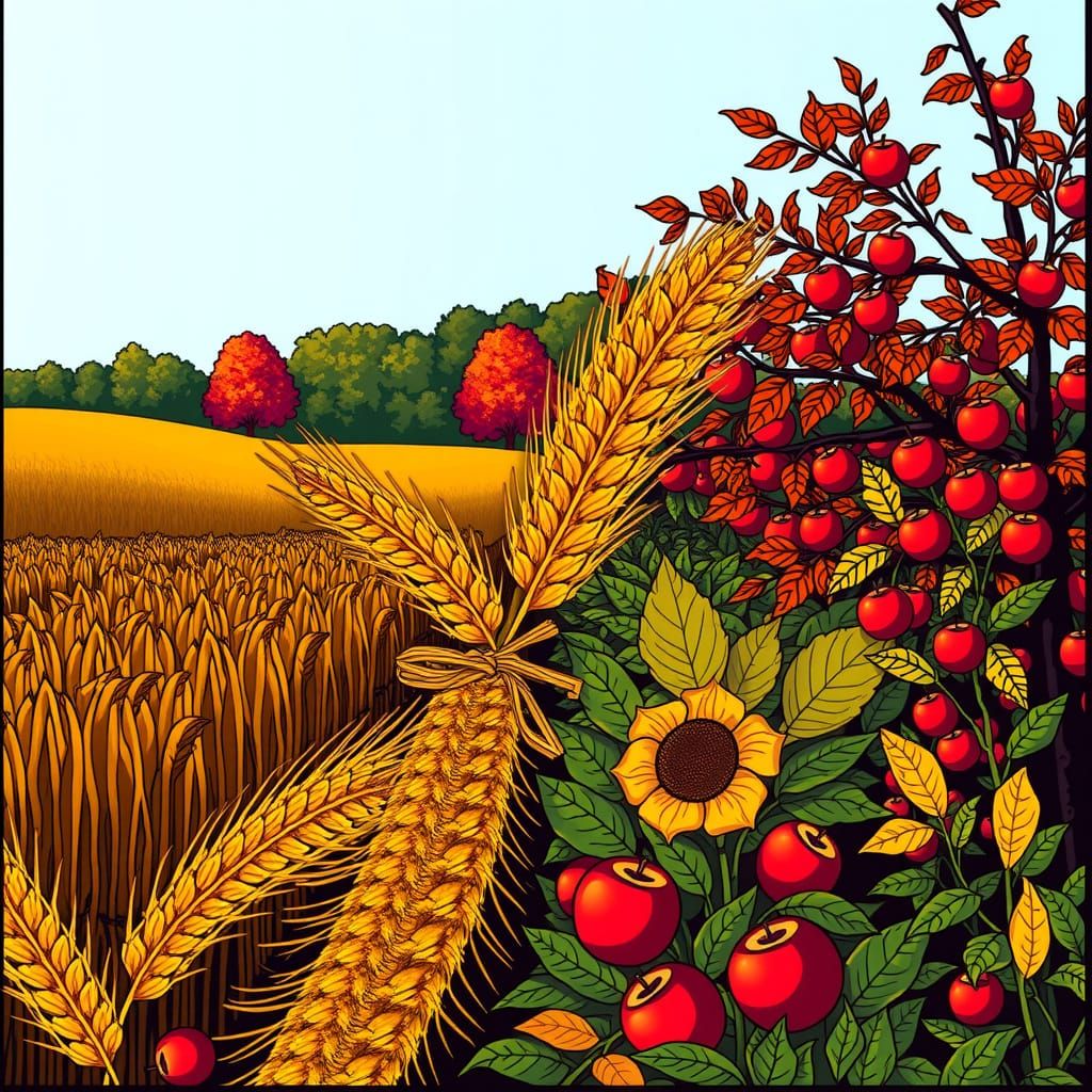 Autumn Harvest Abundance in Fields, Orchards, and Gardens