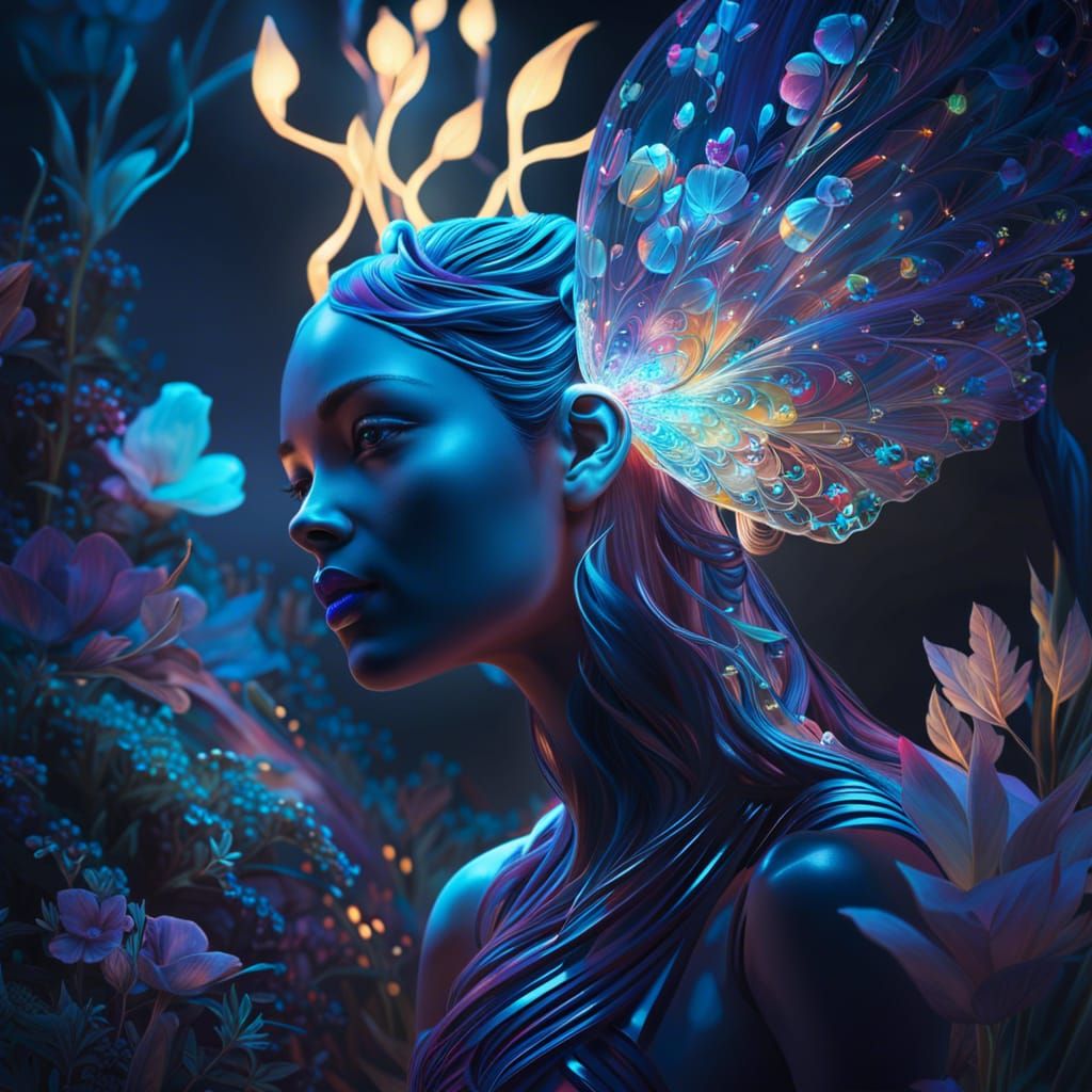 Glass Fairy Goddess in Fractal Fantasy World