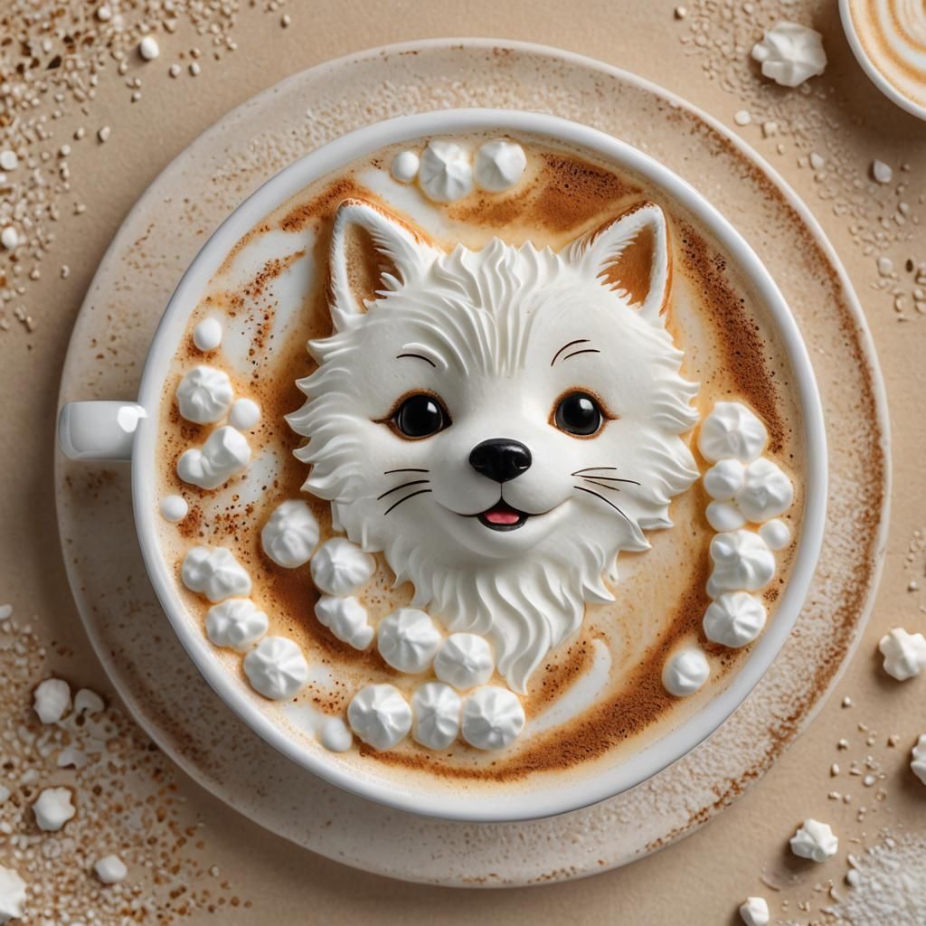 Cappuccino Art: Milk Foam Fox in Pop Art Style
