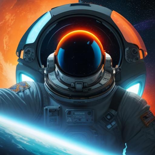 Astronaut Leaving Earth: Sci-Fi Digital Art