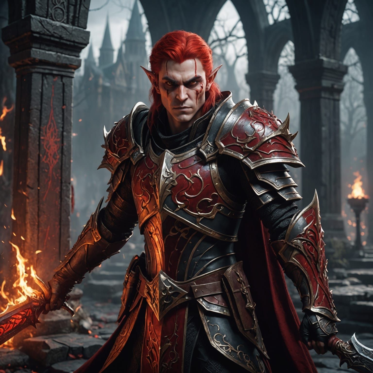 Blood Knight Elf Concept Art in Detailed Matte Painting
