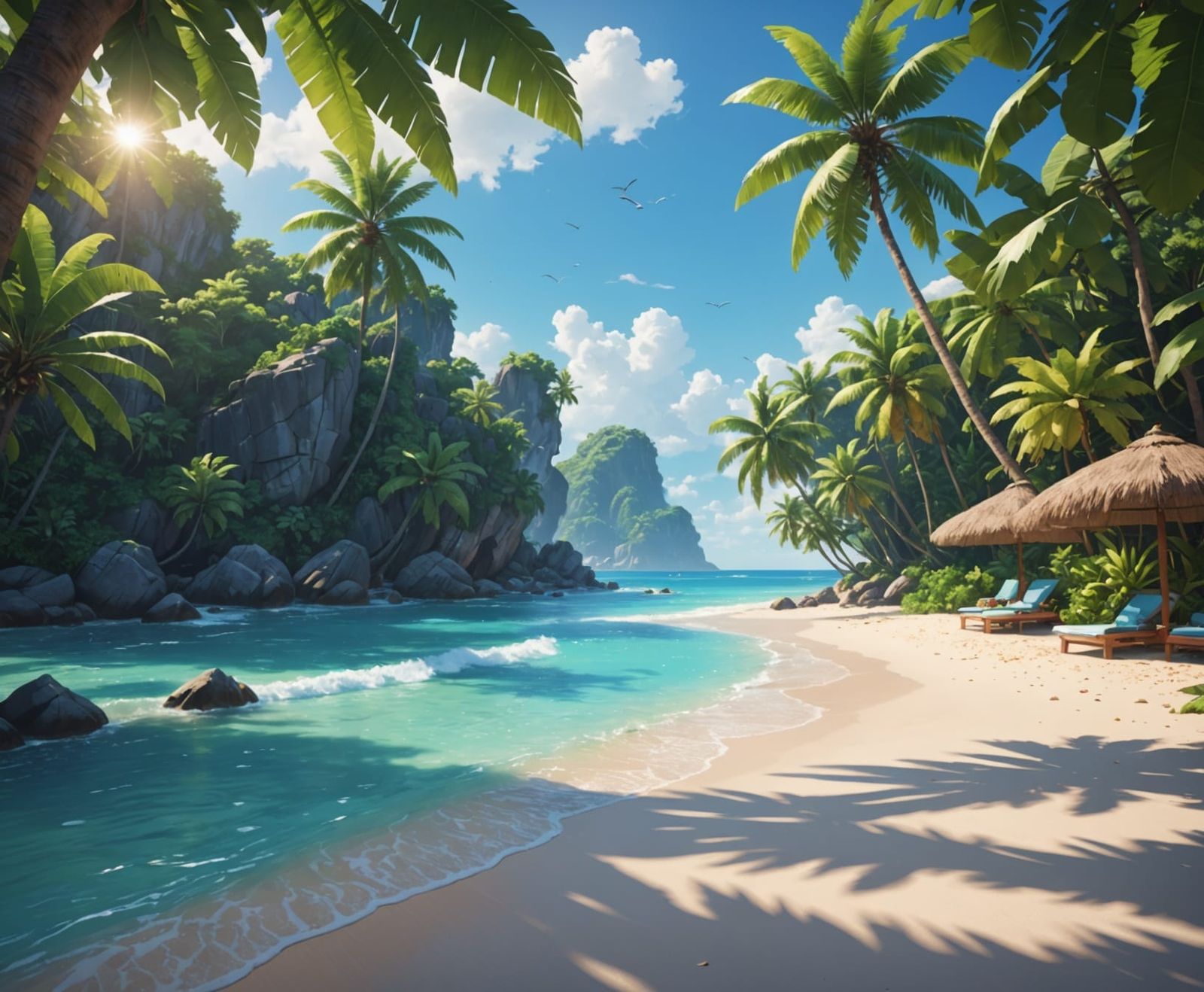 Tropical beach, sunny day