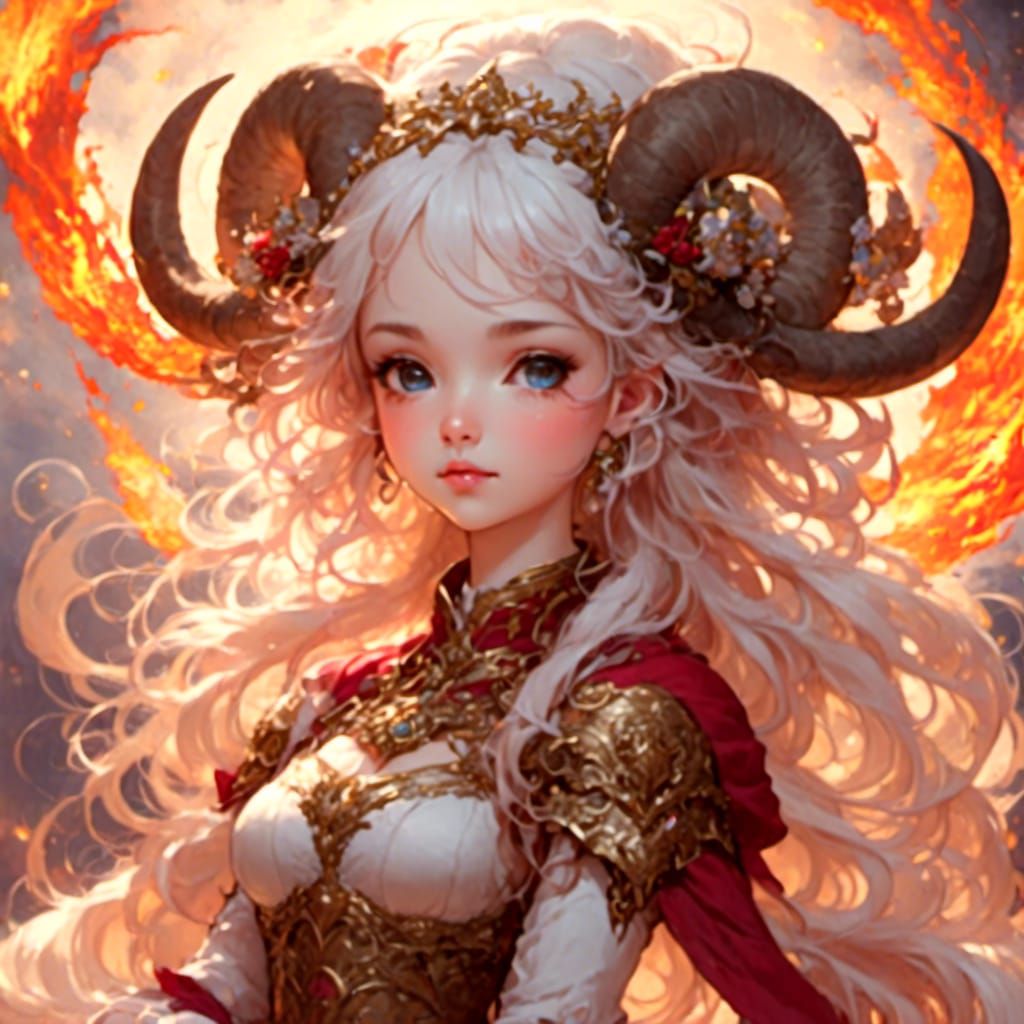 Aries Goddess Charges into Cosmic Arena: Anime Style