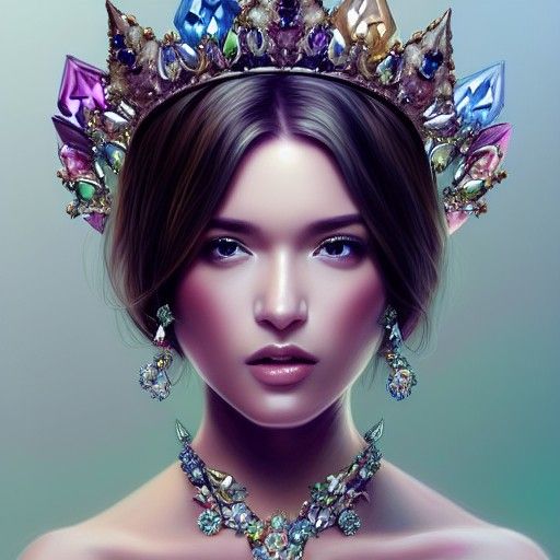 Jeweled Woman Portrait in Opulent Style