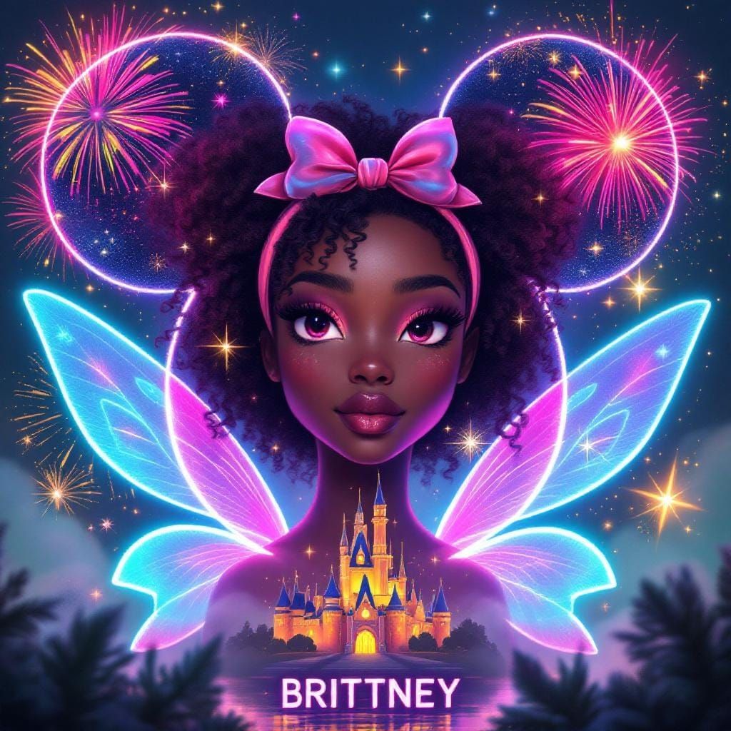 African American Fairy Princess with Fireworks