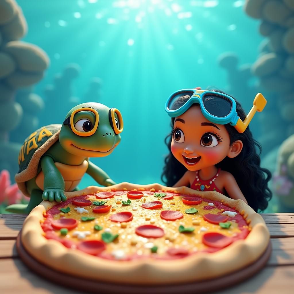 Moana and Turtle's Underwater Pizza Party