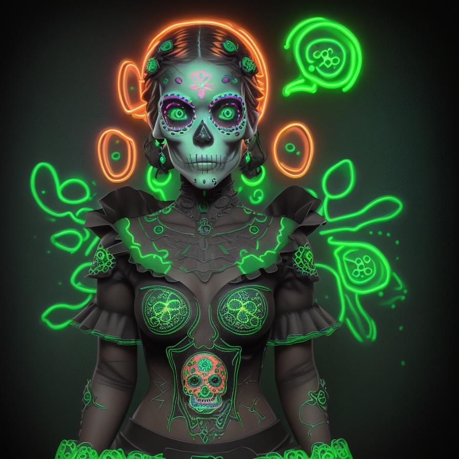 Neon Sugar Skull Black Light Painting