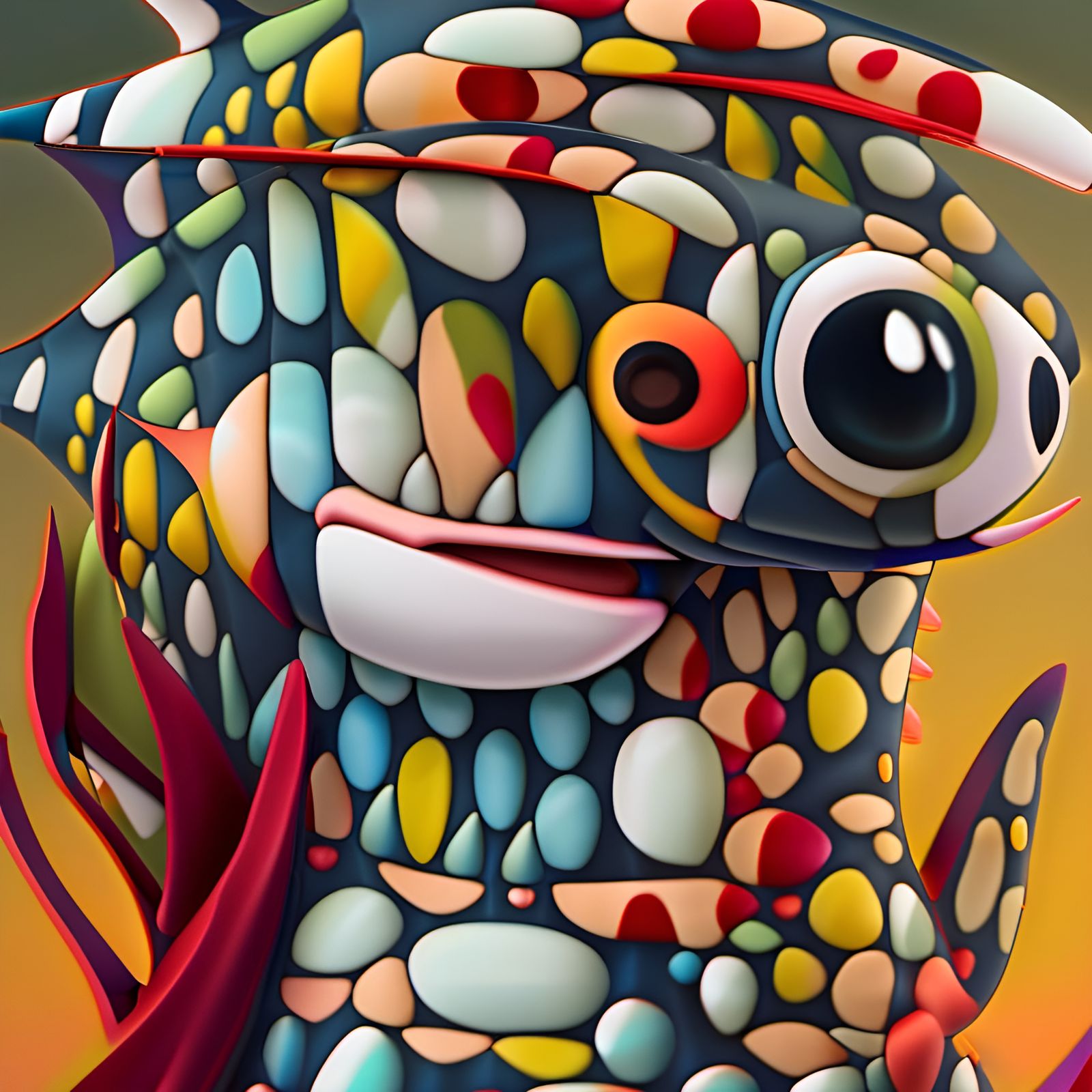 Colorful Alien Fish in Hyperrealist Style