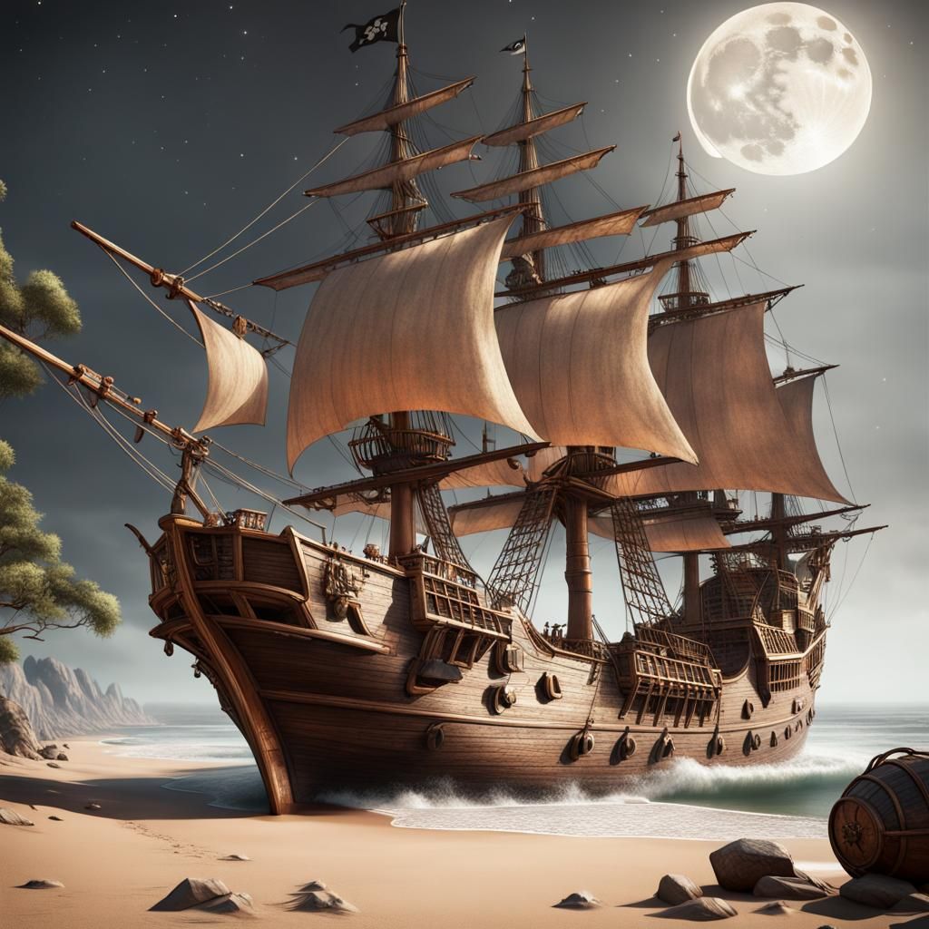 Hyperrealistic Pirate Ship Concept Art in 8K