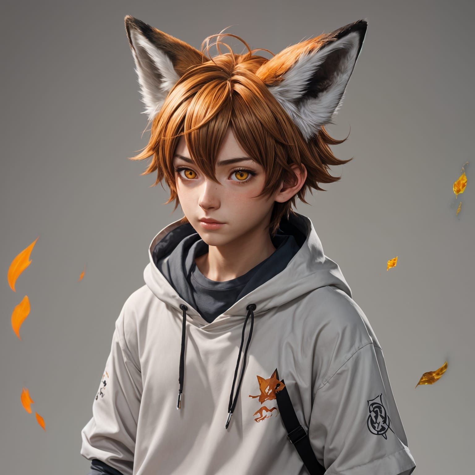 Anime Boy with Fox Features in 3D