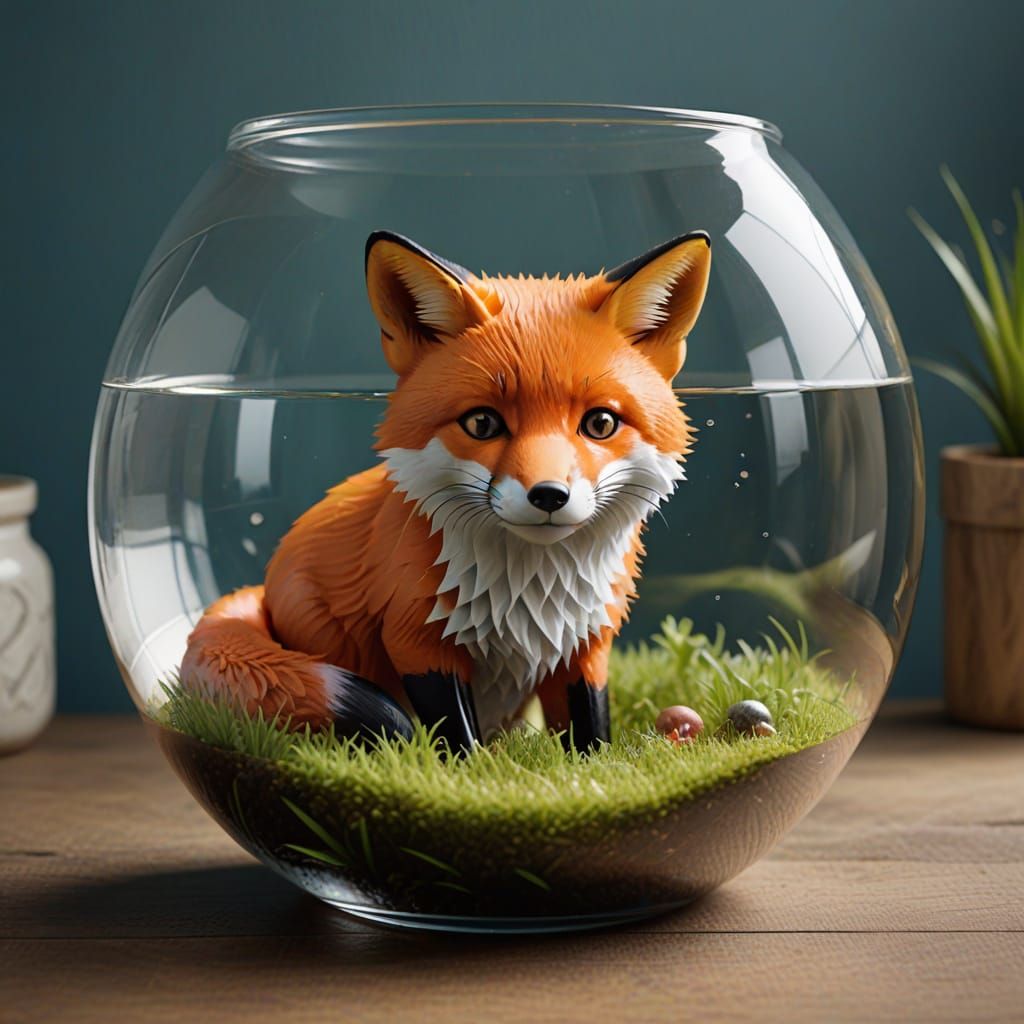 A Fox in a Glass Container
