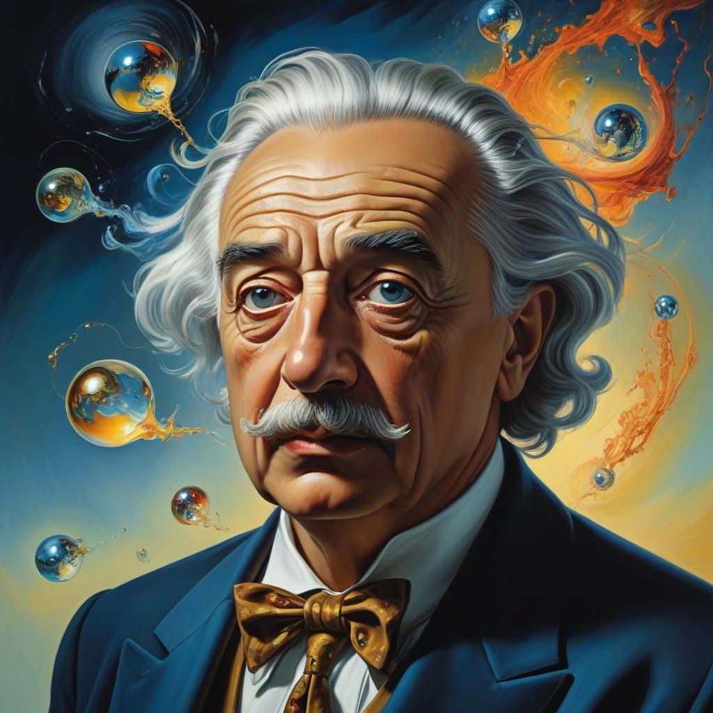 Einstein in Vibrant Surrealist Dream Scene