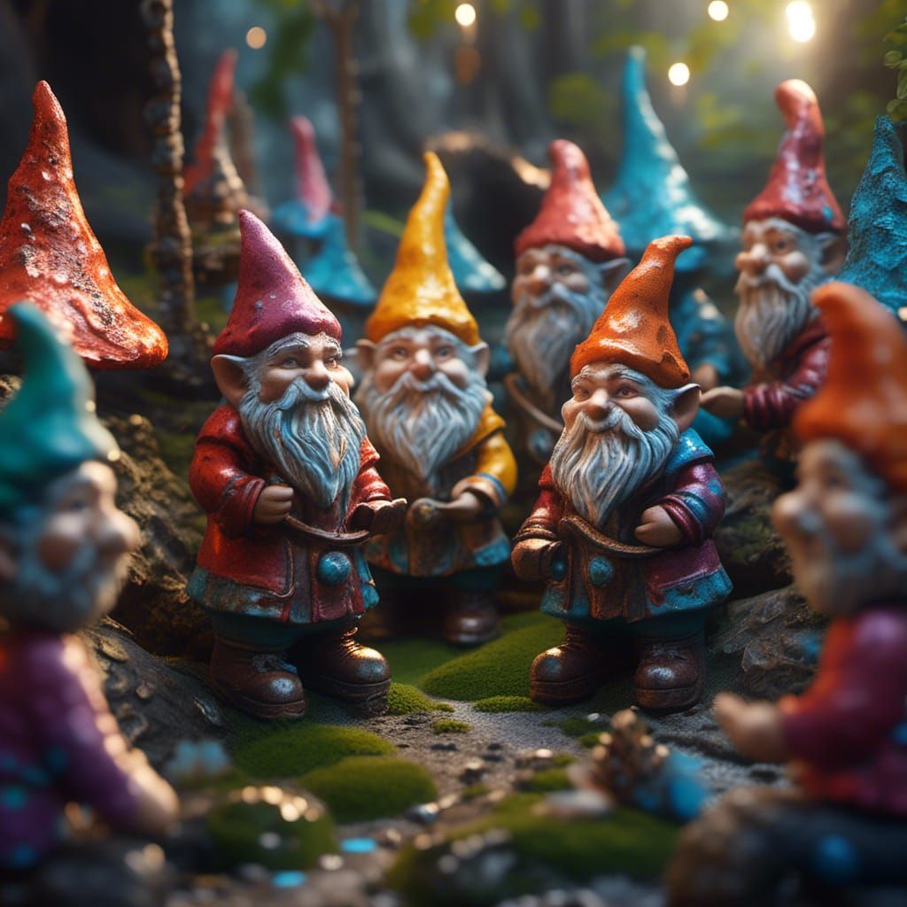 Hyperrealistic Ceramic Gnomes Painting Detailed Ceramic Figu...