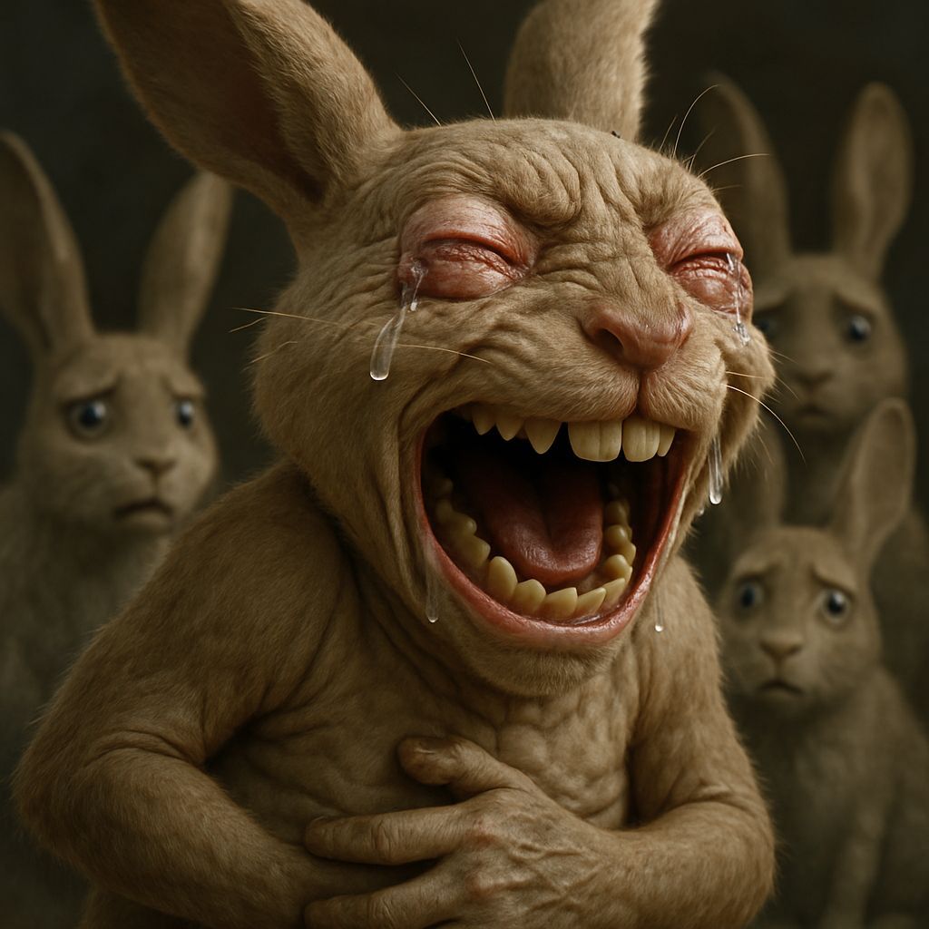 Distressed Bunny Overcome With Laughter in Hyperdetail