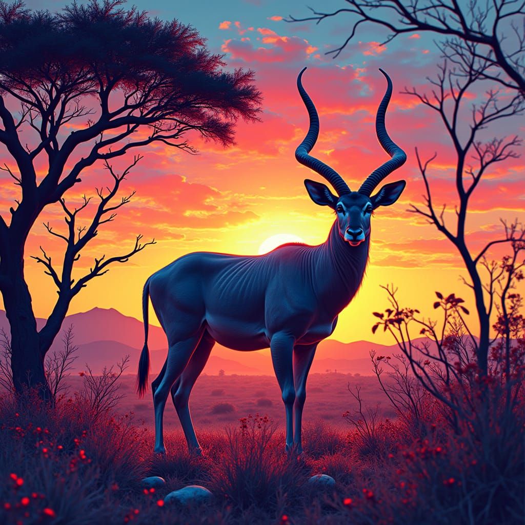 Surreal Kudu Emerges from Vibrant Stereogram