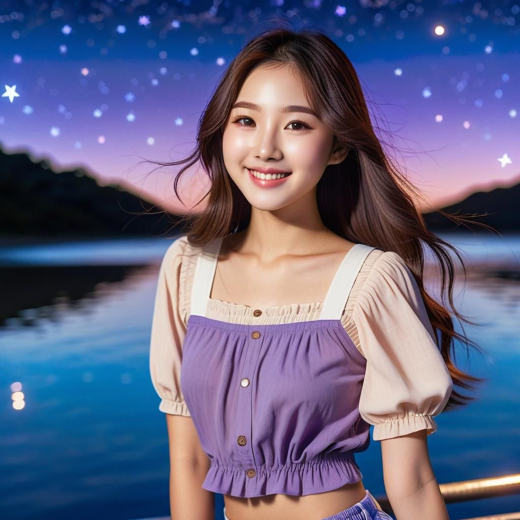 Kawaii Korean Girl Portrait in Anime Style