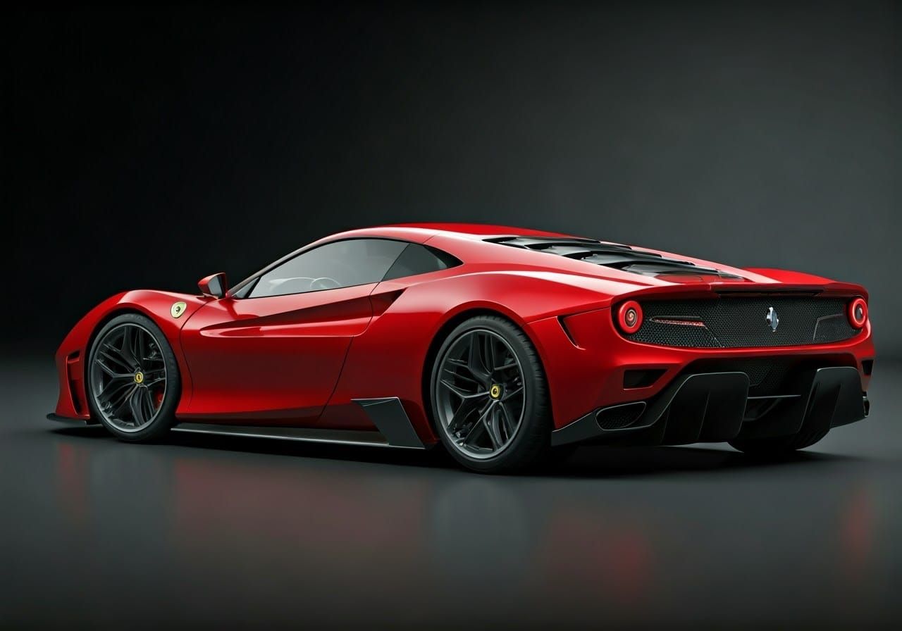Retro-Futuristic Supercar Concept in Rosso Corsa