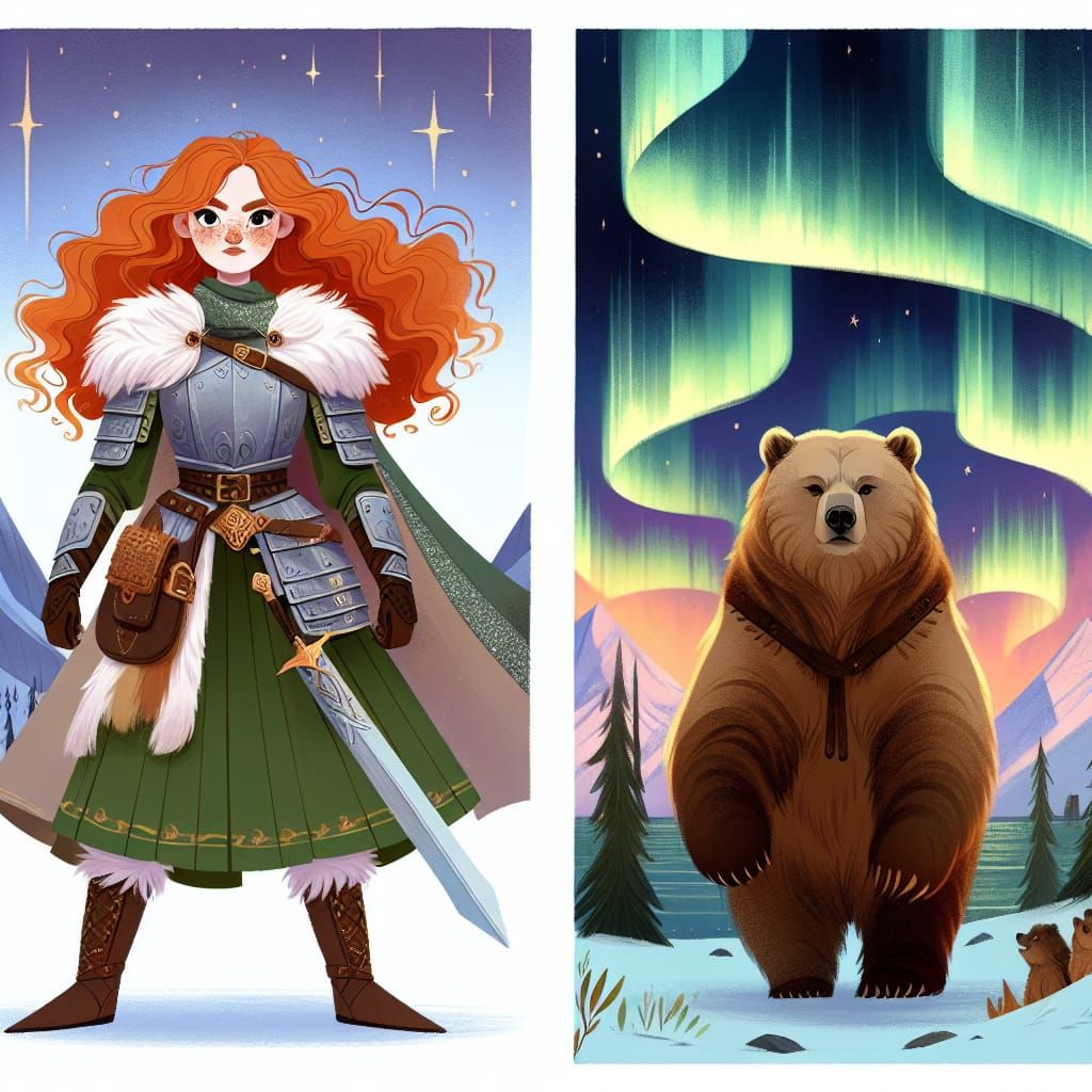 Northern Princess in Whimsical Children's Book Style