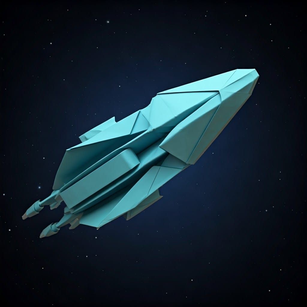 Origami Paper Spaceship Crafted with Intricate Details