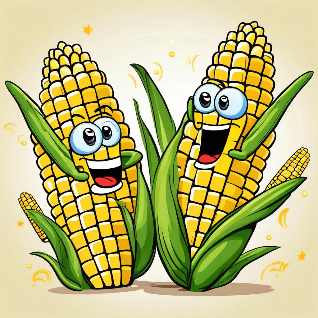 Cartoon Corn Pals Laughing Together