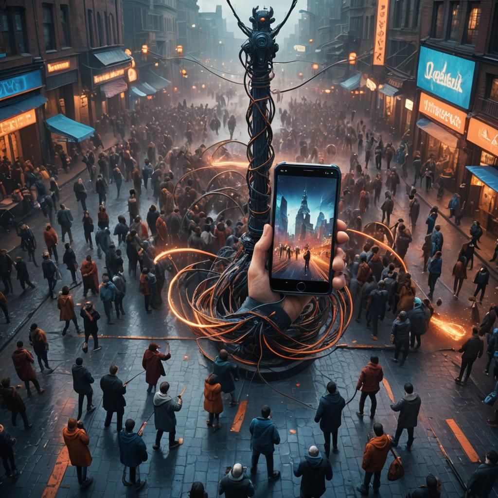 Smartphone Strikes People with Likes in Fantasy Art