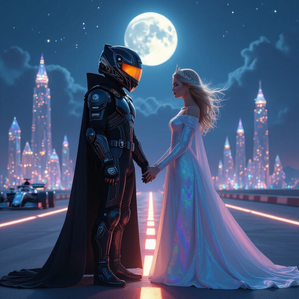 Fantasy Romance on a Glowing Formula 1 Track