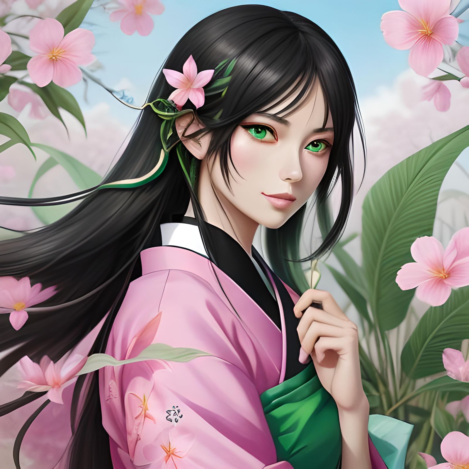 Anime Girl in Jungle Sunlight