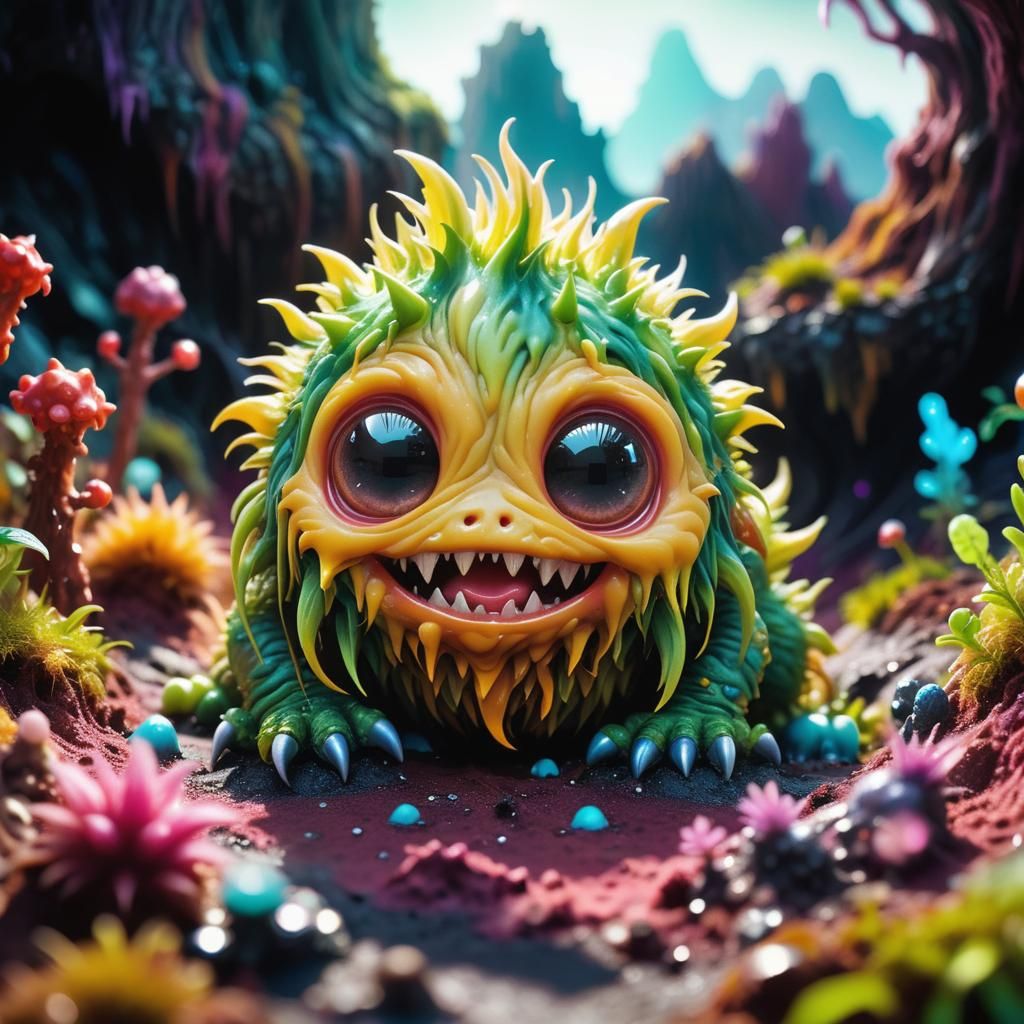 Planet of Adorable Chibi Monsters: 3D Digital Art