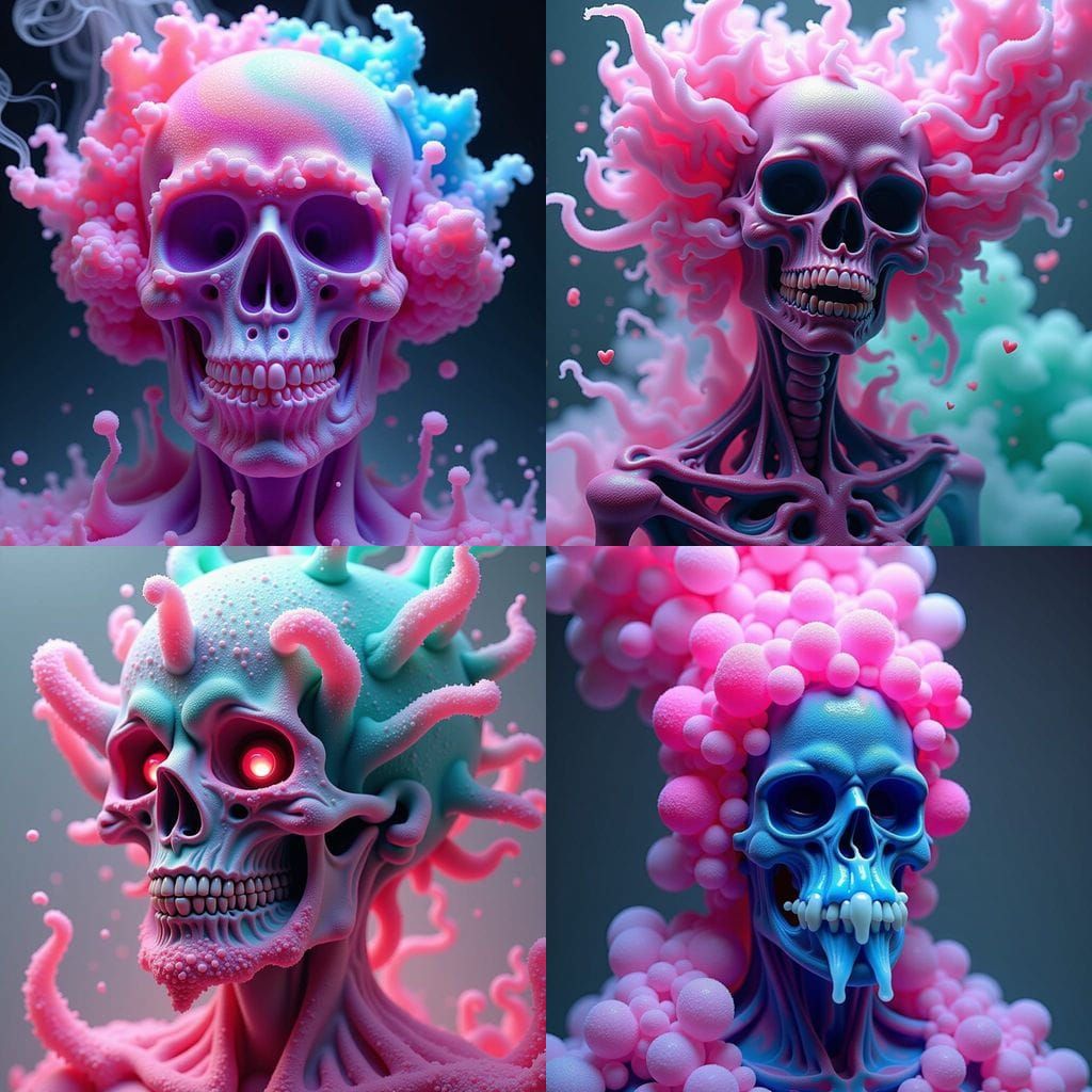 Candy Floss Death Skull in Gummy World Style