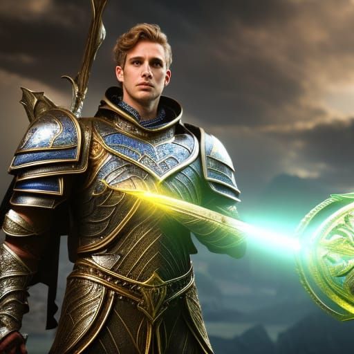 Underwater Elf Knight in Crimson Armor