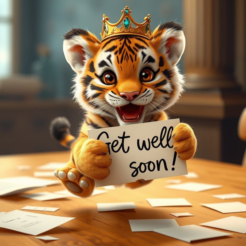 Golden Tiger Cub Brings Whimsical Get Well Wishes