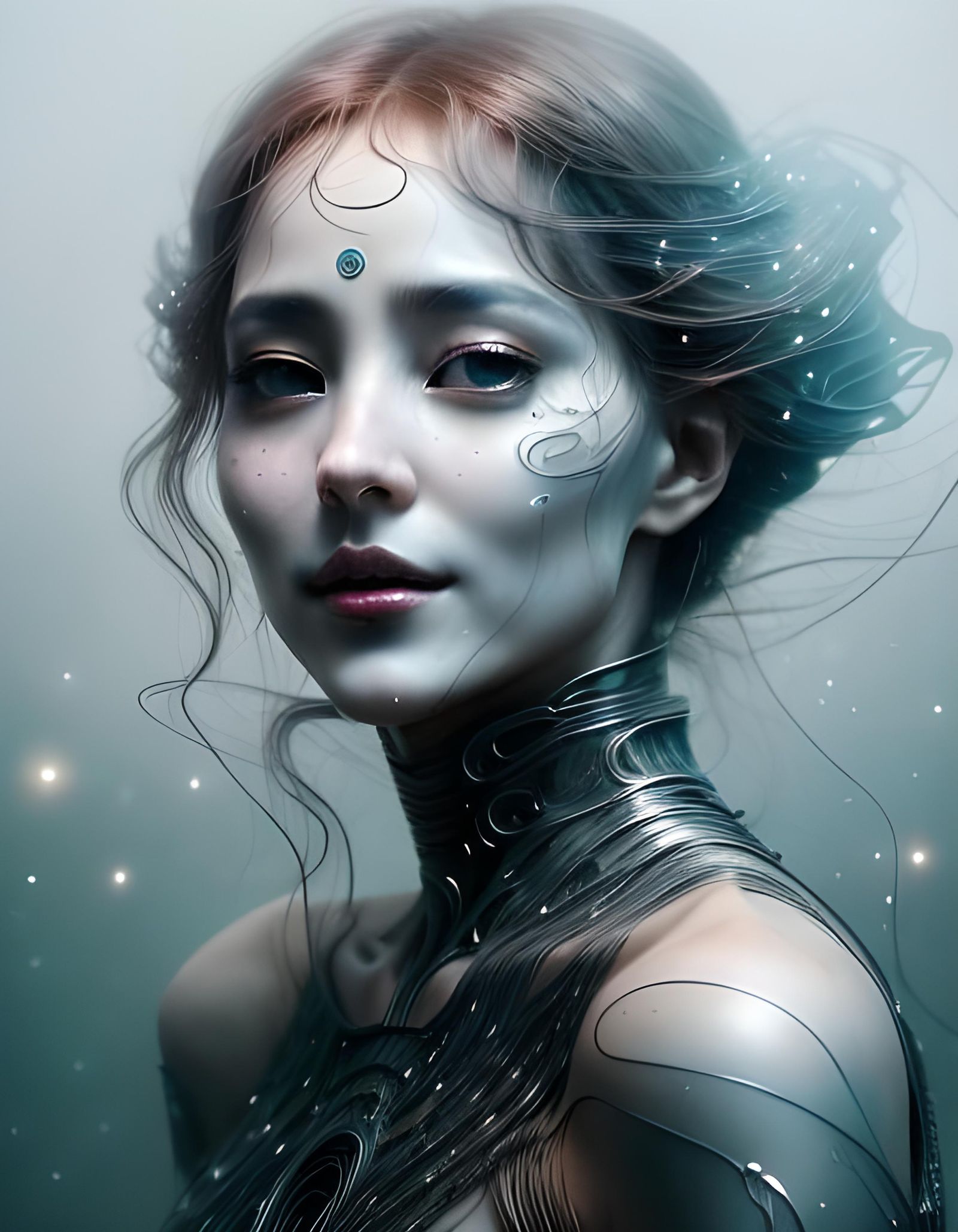 Ethereal Figures in Synthetic Skins: An AI Portrait