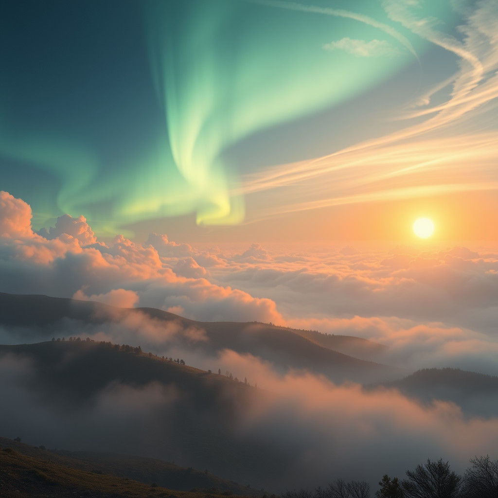 Ethereal Aurora at Dawn: A Tranquil Landscape