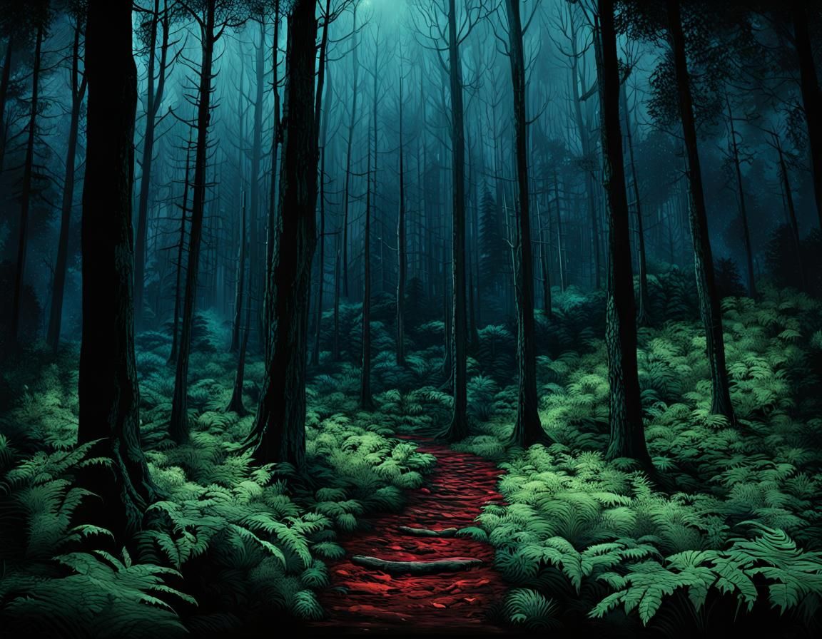 Dramatic Woods in Digital Matte Painting Style