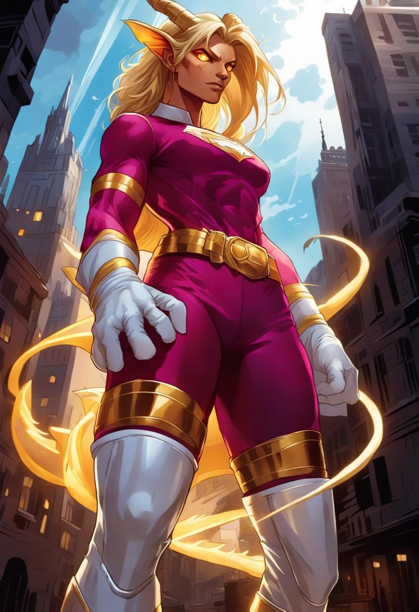 Gigantic Dragon Superhero Towers Over City