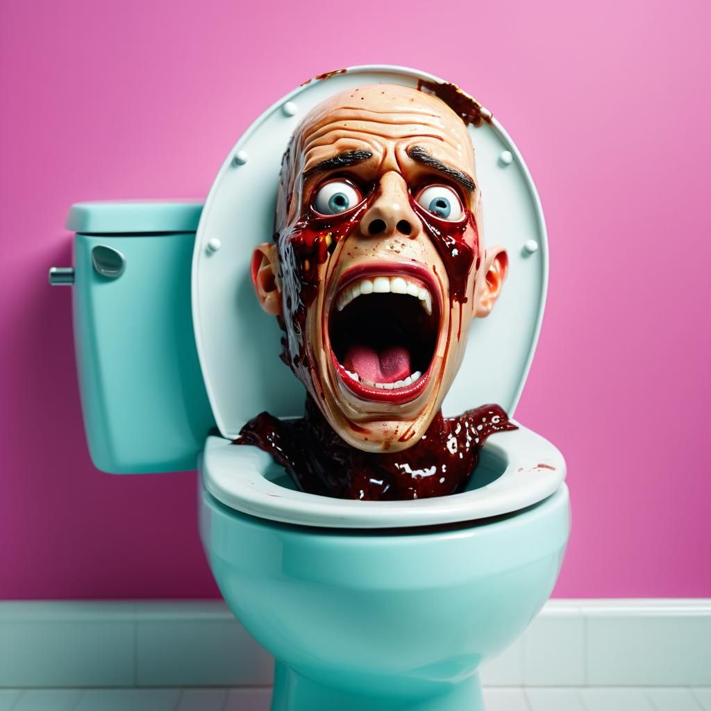 Surreal Humanoid Toilet Portrait in Pop Art Style