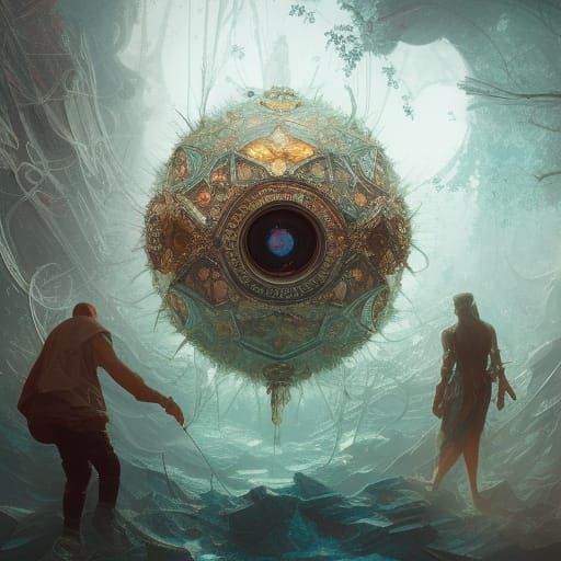 Diamond Ring in Glass Case: Digital Fantasy Art