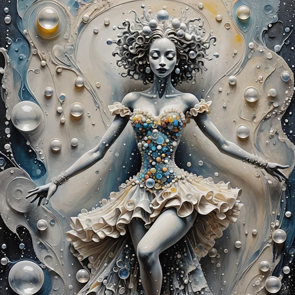 Abstract Soap Bubble Dancer in Picasso-Burton Style